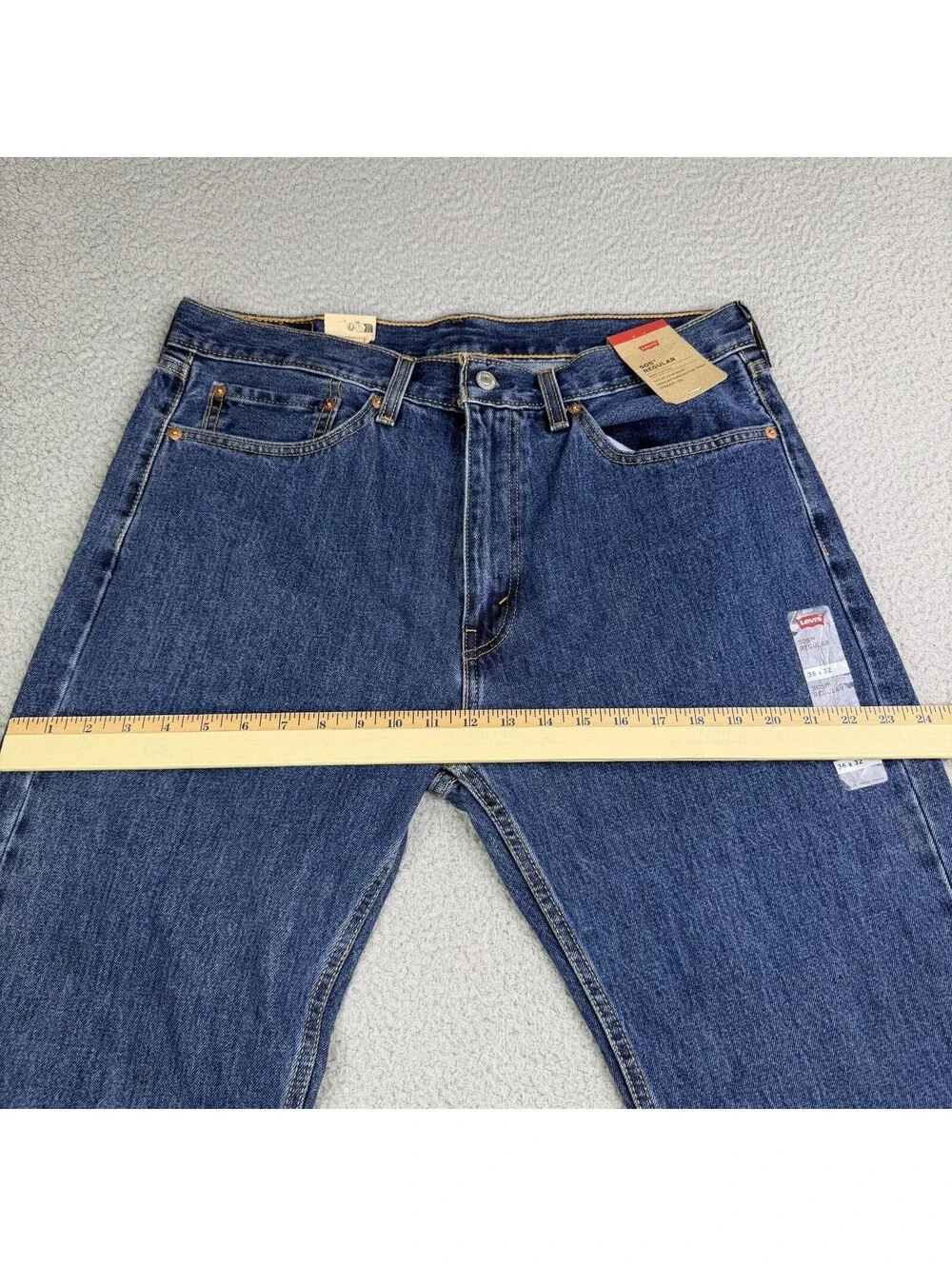 Levis 505 Blue Denim Jeans Men's 36x32 Regular Fit Straight Leg 100% Cotton NWT